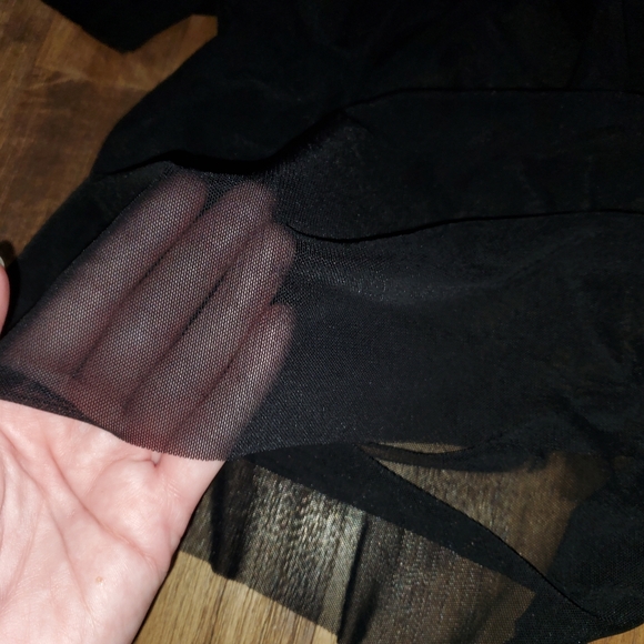 2 New Women's Cute Shein Drop Shoulder Mesh Summer Top - Black & Tan Brown - Picture 3 of 8